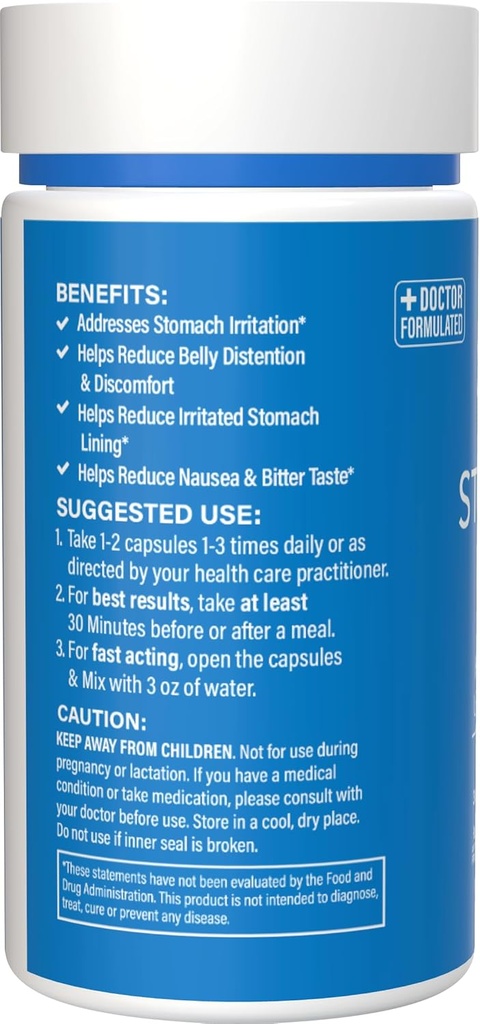 Stomach Ease Supplement with Turmeric - Neutralizes Stomach Acid, Aids Digestion, Eases Heartburn - Optimal Digestive Stomach Ache Relief, 30 Easy to Swallow Capsules, SOL Nutrition 4