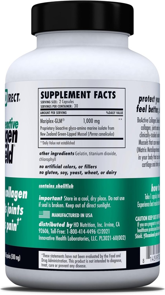 HEALTH DIRECT - BeActive Collagen Shield - 120 Capsules - Advanced Green-Lipped Mussel Supplement for Collagen Protection - Supports Collagen in Skin, Joints and Muscles 6