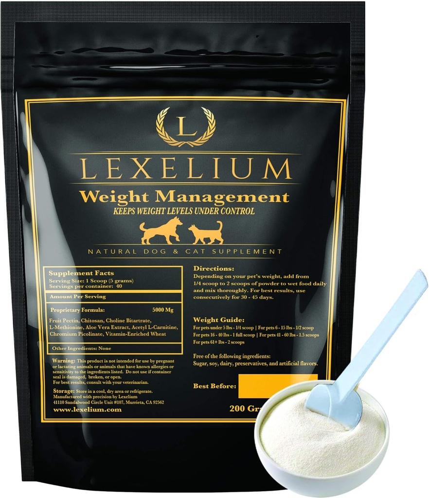 Organic Weight Management Supplement for Cats & Dogs | 100% Natural Pet Supplement Powder | Helps with Weight Loss & Curbing Appetite | Keeps Cats and Dogs from Overeating | 200 Grams 2