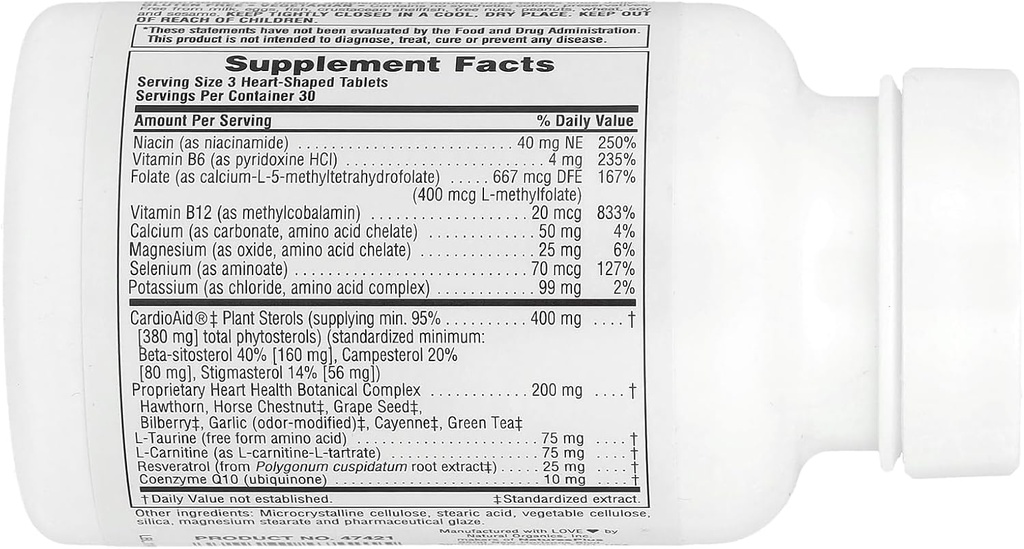 Natures Plus Heartbeat - 90 Vegan Tablets - Vegetarian, Gluten-Free - 30 Servings 3