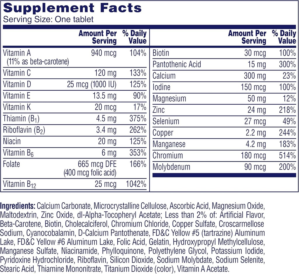 One A Day Women’s 50+ Multivitamins, Supplement with Vitamin A, Vitamin C, Vitamin D, Vitamin E and Zinc for Immune Health Support, Calcium & More , Tablet, 175 Count 3