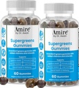 Amire by Dr. Awan Super Greens Gummies, Fruits & Veggies Supplement, Green Superfood for Immunity, Metabolism, Liver Function & Nervous System, Essential 8 Greens, 120ct, 60day Supply 2