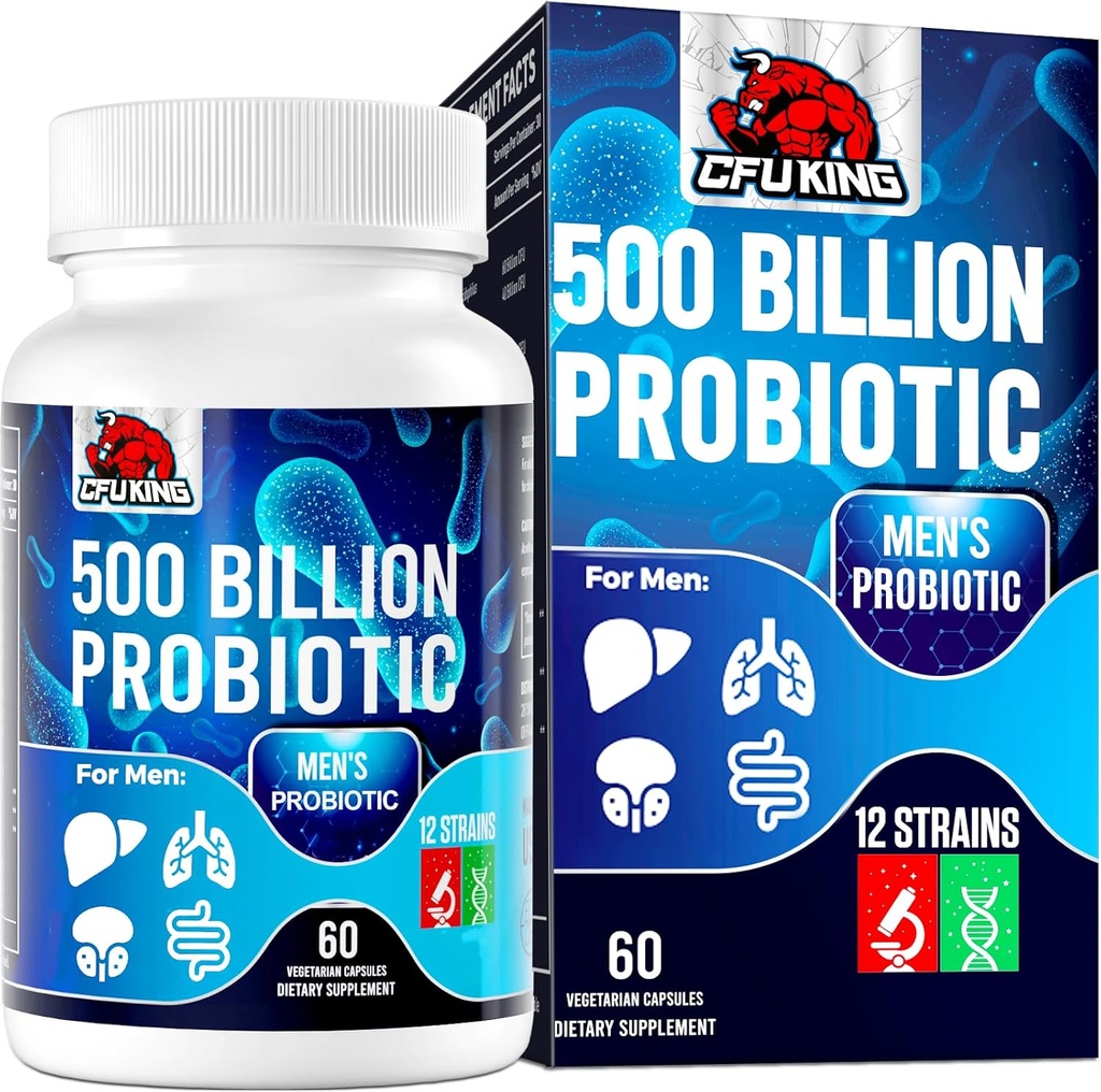 Probiotics for Men, 500 Billion CFU & 12 Mens Probiotic for Digestive Health + 4 Organic Prebiotic Fiber, for Digestive, Gut, Immune Health, Bloating, Gas, Energy Support, Shelf Stable - 60 Capsules 2