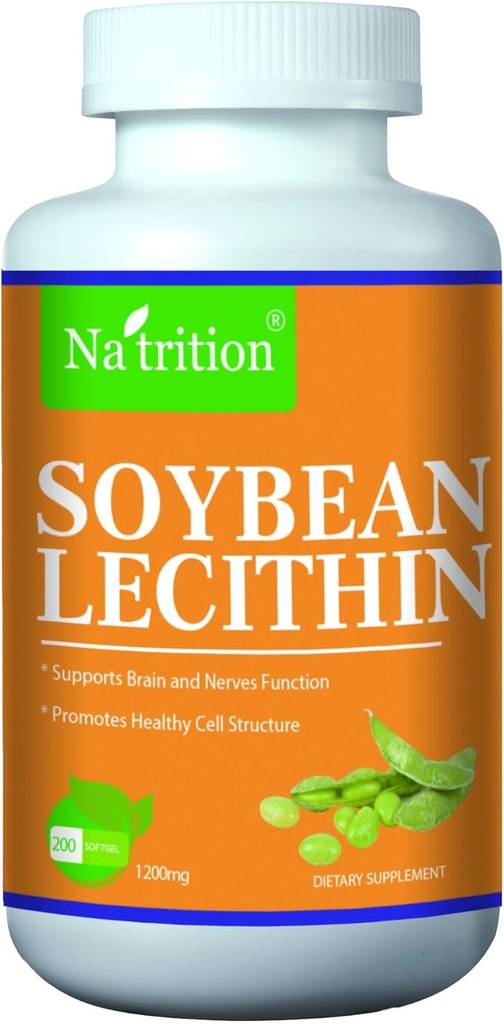 Na'trition Soybean Lecithin 1200mg, 200 Easy Swallow Softgels, 2 Month Supply 2