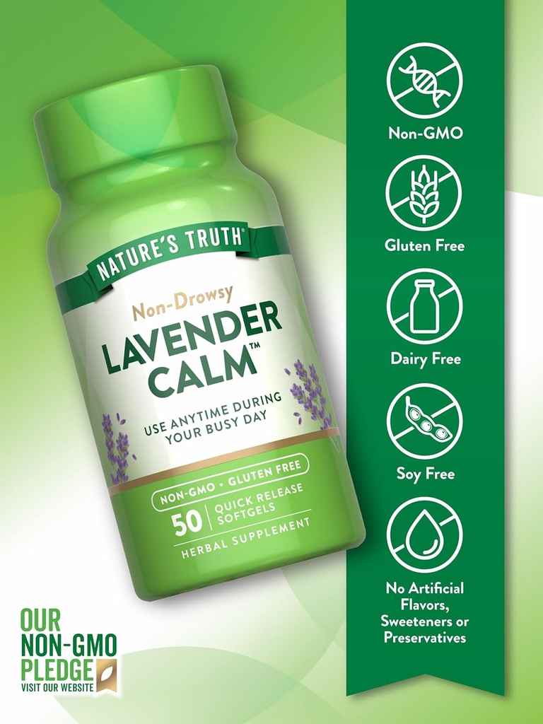 Nature's Truth Lavender Calm Softgels Oral Supplement | 50 Count | Non-Drowsy Herbal | Non-GMO & Gluten Free 4