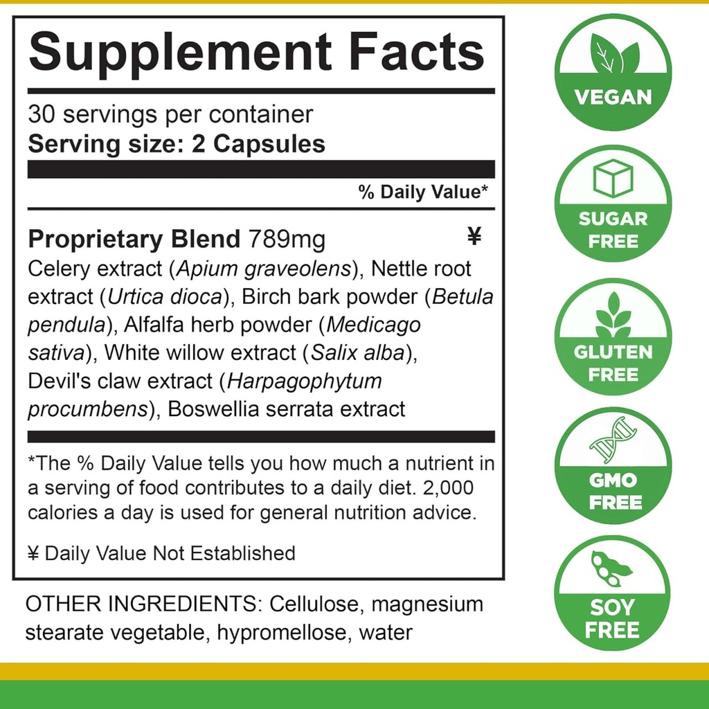 Lifetones Uric Acid Support - Herbal Joint Cleanse for Men and Women - Natural Remedy, Flexibility Boost - Non-GMO, Gluten-Free - 60 Vegan Vitamins 5