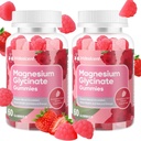 Magnesium Glycinate Gummies 400mg, Sugar Free Magnesium Supplement w/Ashwagandha, Zinc, Vegan Magnesium Glycinate Supplement for Adults - 120 Strawberry Gummies 2