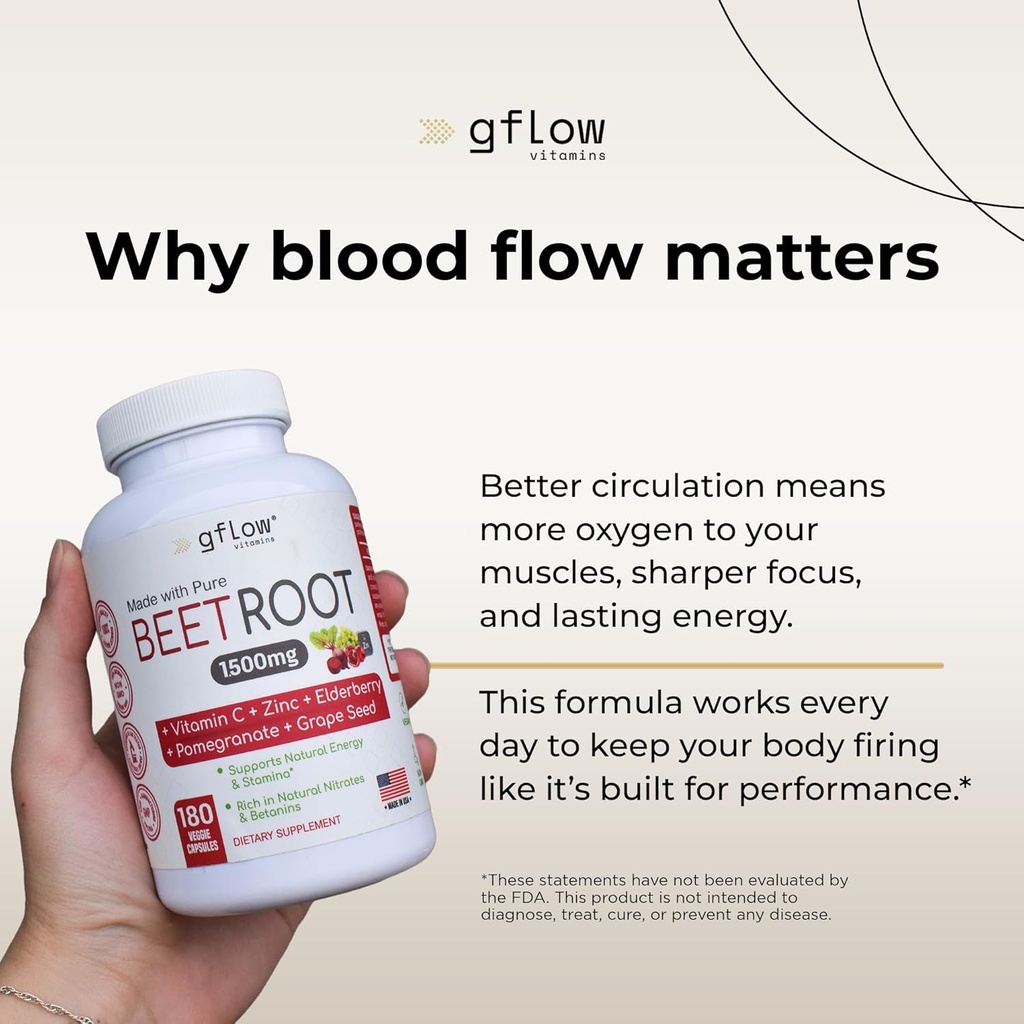 Beet Root Capsules Organic - All Natural with Vitamin C and Zinc - Supports Heart Health & Stamina, Non-GMO, 180 Vegetarian Capsules | Made in USA 4