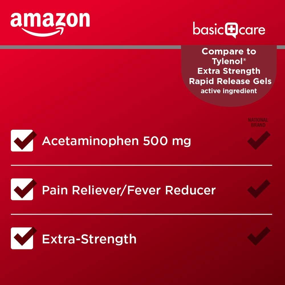 Basic Care Rapid Release Acetaminophen Caplets 500 mg, Extra Strength Pain Reliever and Fever Reducer, 400 Count 4