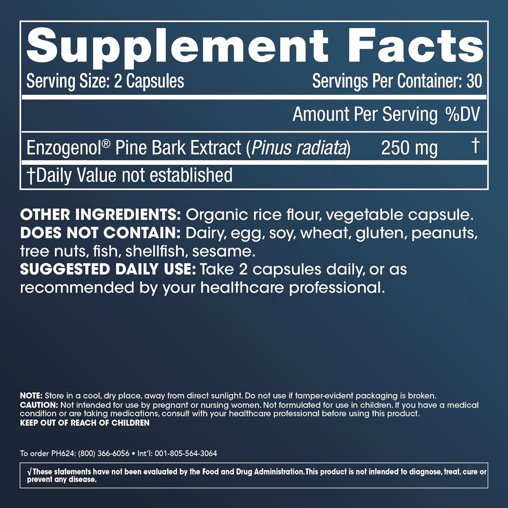 ProHealth Enzogenol Pine Bark Extract 250 mg per 2 Capsule Serving, 60 Capsules from New Zealand for Those Over 40 to Promote Brain and Heart Health, Exercise Recovery, Protect Joints from Damage 3