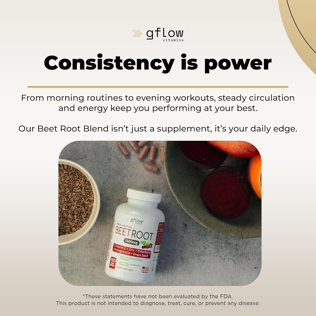 Beet Root Capsules Organic - All Natural with Vitamin C and Zinc - Supports Heart Health & Stamina, Non-GMO, 180 Vegetarian Capsules | Made in USA 6