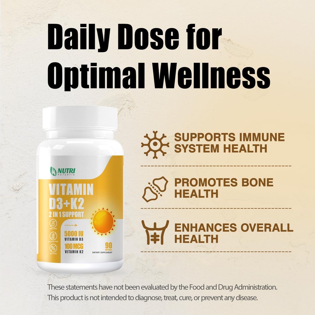 Vitamin D3 K2 with MCT Oil 90 Softgels & Magnesium Breakthrough Complex Supplement | Bone, Heart, Muscle & Nervous System Support - Non-GMO 5