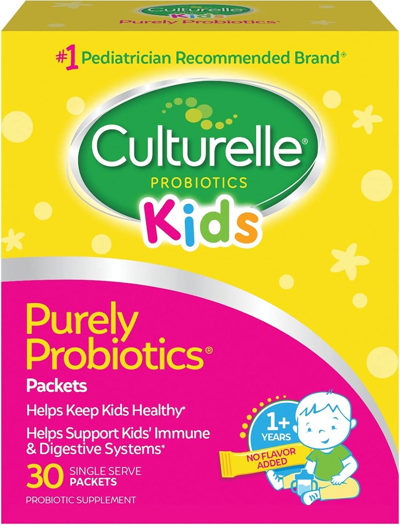 Culturelle Kids Daily Probiotic Packets 30ct + Veggie Fiber Gummies Digestive & Immune Health Support 3