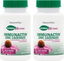 NaturesPlus Herbal Actives ImmunActin - 60 Zinc Lozenges, Pack of 2 - Wild Cherry Flavor - Supports Immune Health - with Echinacea, Elderberry & Olive Leaf - Gluten Free - 120 Total Servings 2