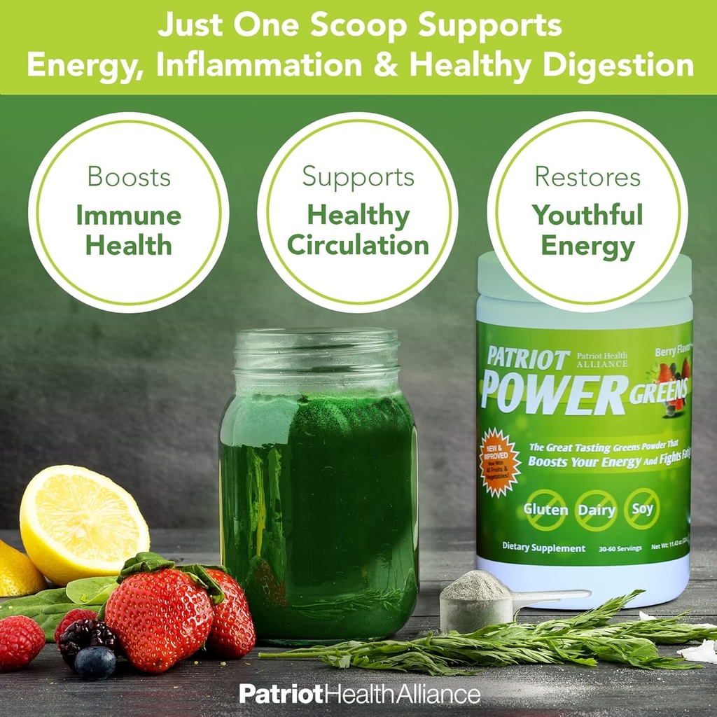 Patriot Power Greens: 40+ Fruits & Vegetables, Organic Superfood Dietary Supplement, 60 Servings 6