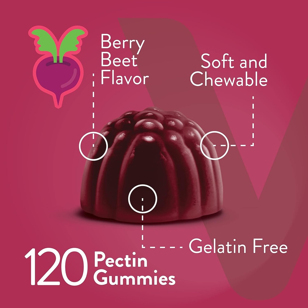 Viteey Beet Root Gummies with Magnesium & Vitamin C - Beetroot Supplement for Heart Health, Blood Pressure Support - Vegan, Gluten-Free - 120 Count 4