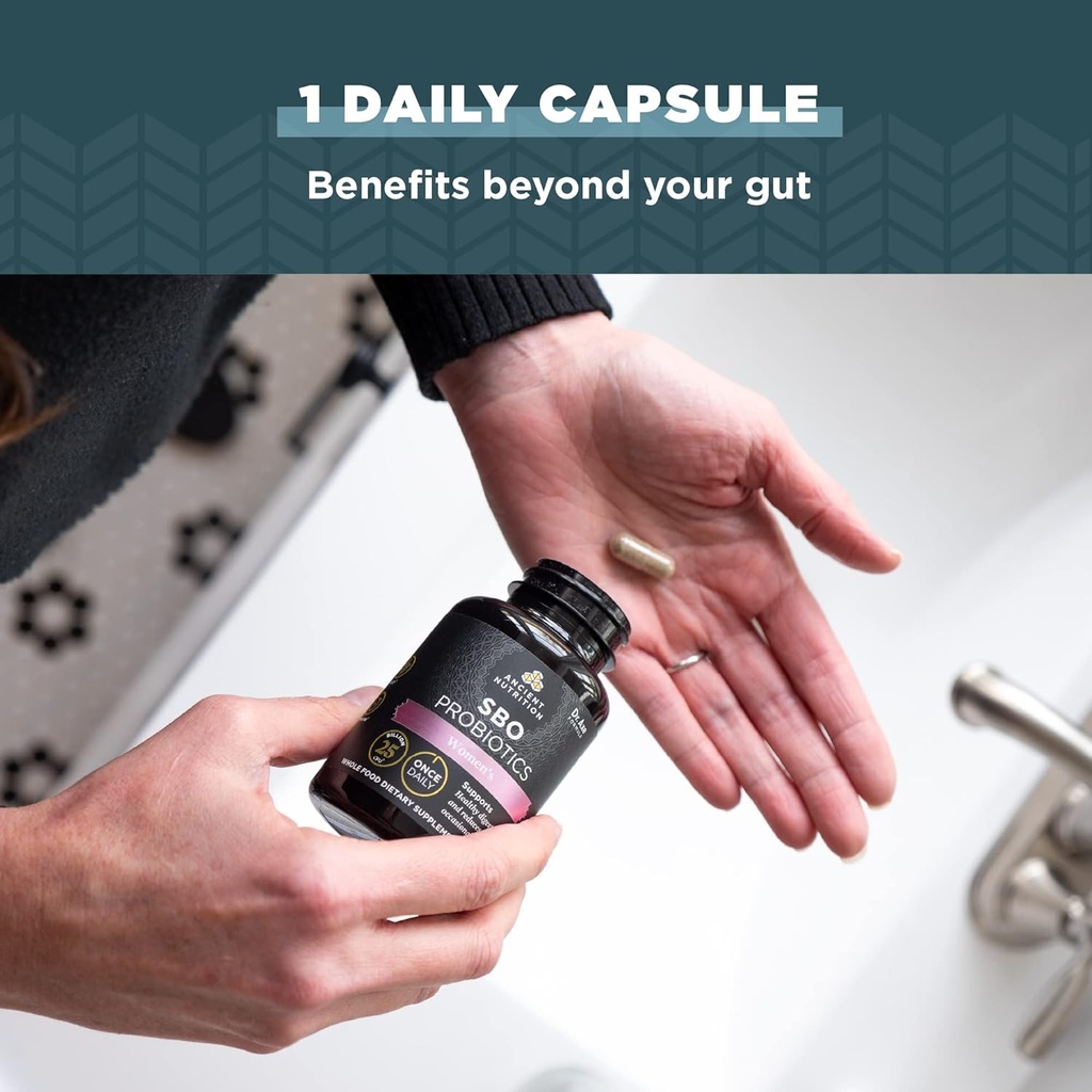 Ancient Nutrition Probiotics for Women, Once Daily Women's Probiotics 30ct, Digestive Support and Reduces Occasional Bloating, Made with Chaste Tree Berry and Amla Berry, 25 Billion CFUs* 4