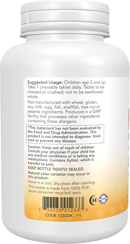 NOW Foods Supplements, Kid Cal with Calcium Citrate, Magnesium and Vitamin D, Tart Orange, 100 Chewables, packaging may vary 4