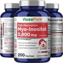 NusaPure Myo-Inositol 2800mg, 200 Capsules, Extra Strength Supplement, Non-GMO 5