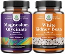 Bundle of Magnesium Glycinate 400mg Capsules and White Kidney Bean Energy Booster - White Kidney Bean Extract Pill and Natural Vegetarian Supplements 2