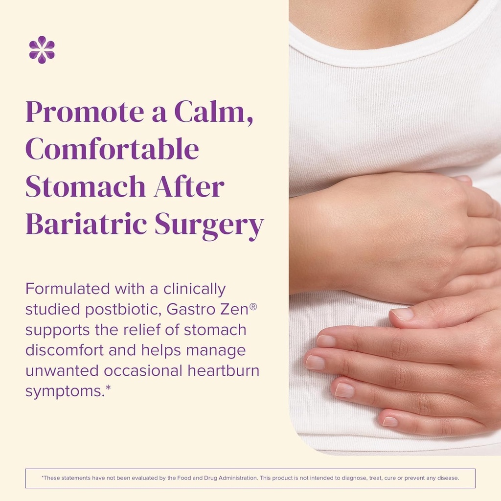 BariMelts Gastro Zen® with Gastro-AD® for GLP-1 Users and Bariatric Patients - Postbiotics for Heartburn Relief & Gut Health - 60 Smooth-Coated Caplets (1-Month Supply) 6