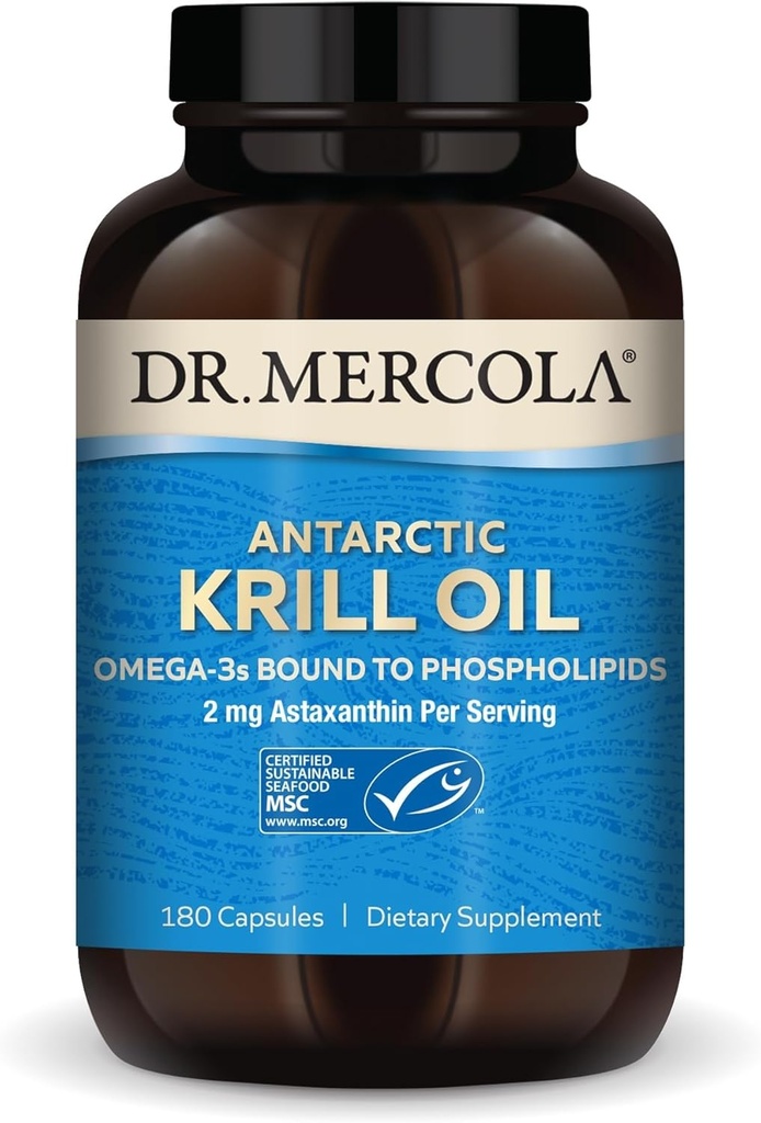 Dr. Mercola Antarctic Krill Oil - 1,000 mg - Omega-3 Supplement with EPA & DHA - Supports Brain, Heart, Joint & Immune Health - GMO-Free, Gluten-Free & Soy-Free - 180 Capsules (90 Servings) 2