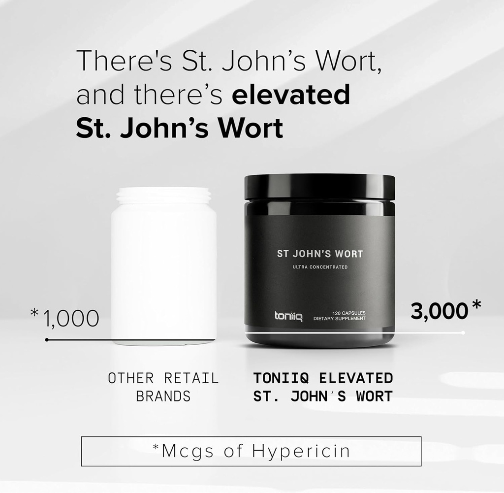 1,000mg Ultra High Strength St. John's Wort Capsules (Non-GMO) - 7X Concentrated Extract - 0.3% Hypericin - Highly Purified and Bioavailable - 120 Capsules 5