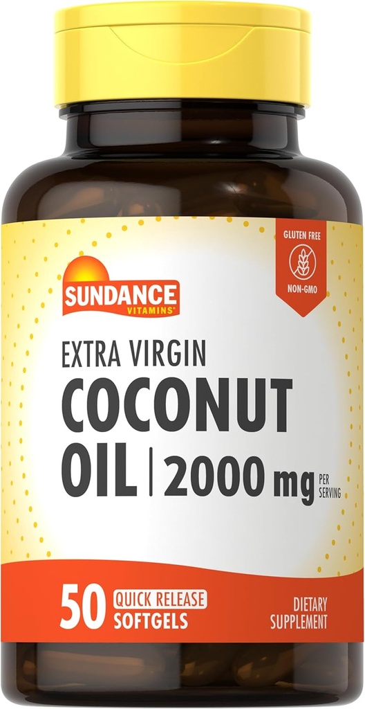 Sundance Extra Virgin Coconut Oil Softgels | 2000mg | 50 Count | Non-GMO and Gluten Free Supplement 2