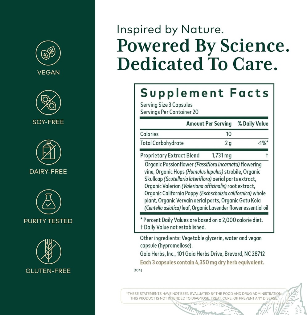 GAIA HERBS PRO Sleep Formula - Supports Restful Sleep & Relaxation for Occasional Sleeplessness* - Herbal Extracts with Valerian Root, Passionflower & Lavender - Vegan Capsules - 60 Liquid Phyto-Caps 3