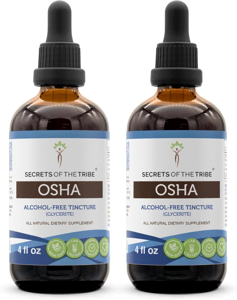 Secrets of the Tribe OSHA Tincture Alcohol-Free Liquid Extract, Responsibly farmed OSHA (Ligusticum porteri) Dried Root (2x4 FL OZ) 2