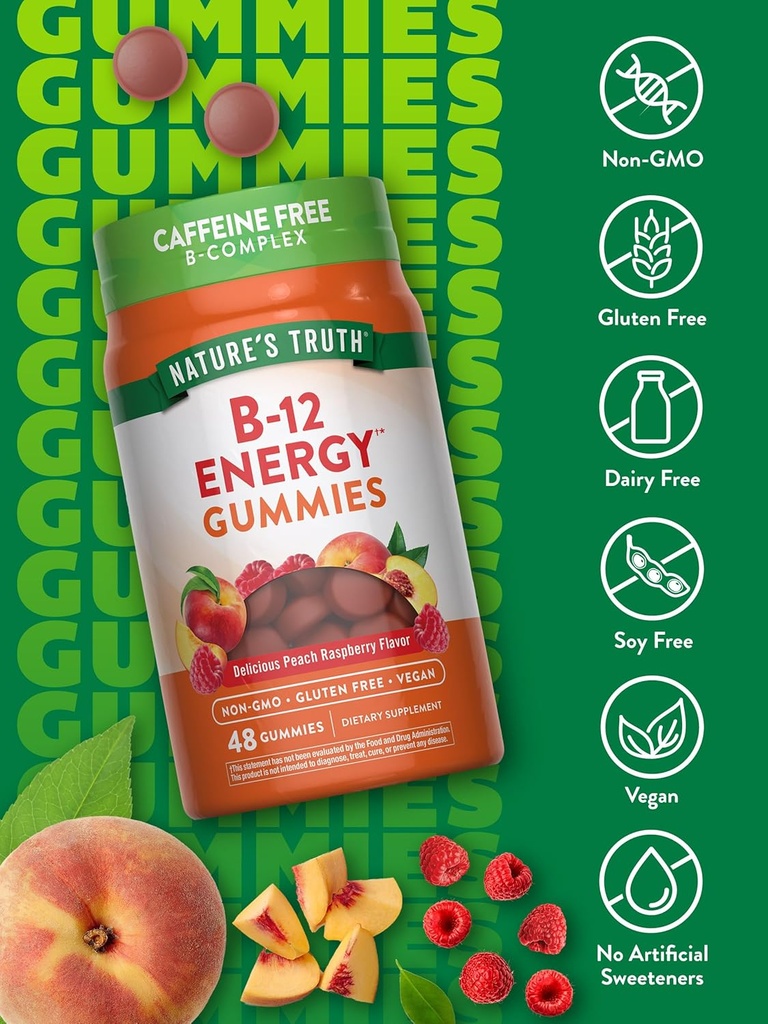 Nature's Truth Vitamin B Complex Gummies | 48 Count | with B-Vitamins, L-Carnitine & Ashwagandha | Vegan, Non-GMO & Gluten Free Supplement 4