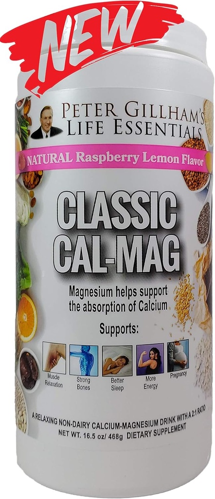 Classic Cal-Mag Powder Raspberry Lemon, Original 2:1 Formula, 16.5oz(60 Servings) Sleep &Stress Aid, for Muscle Relaxation, Leg Cramps, Bones & Teeth. Made in The USA 3