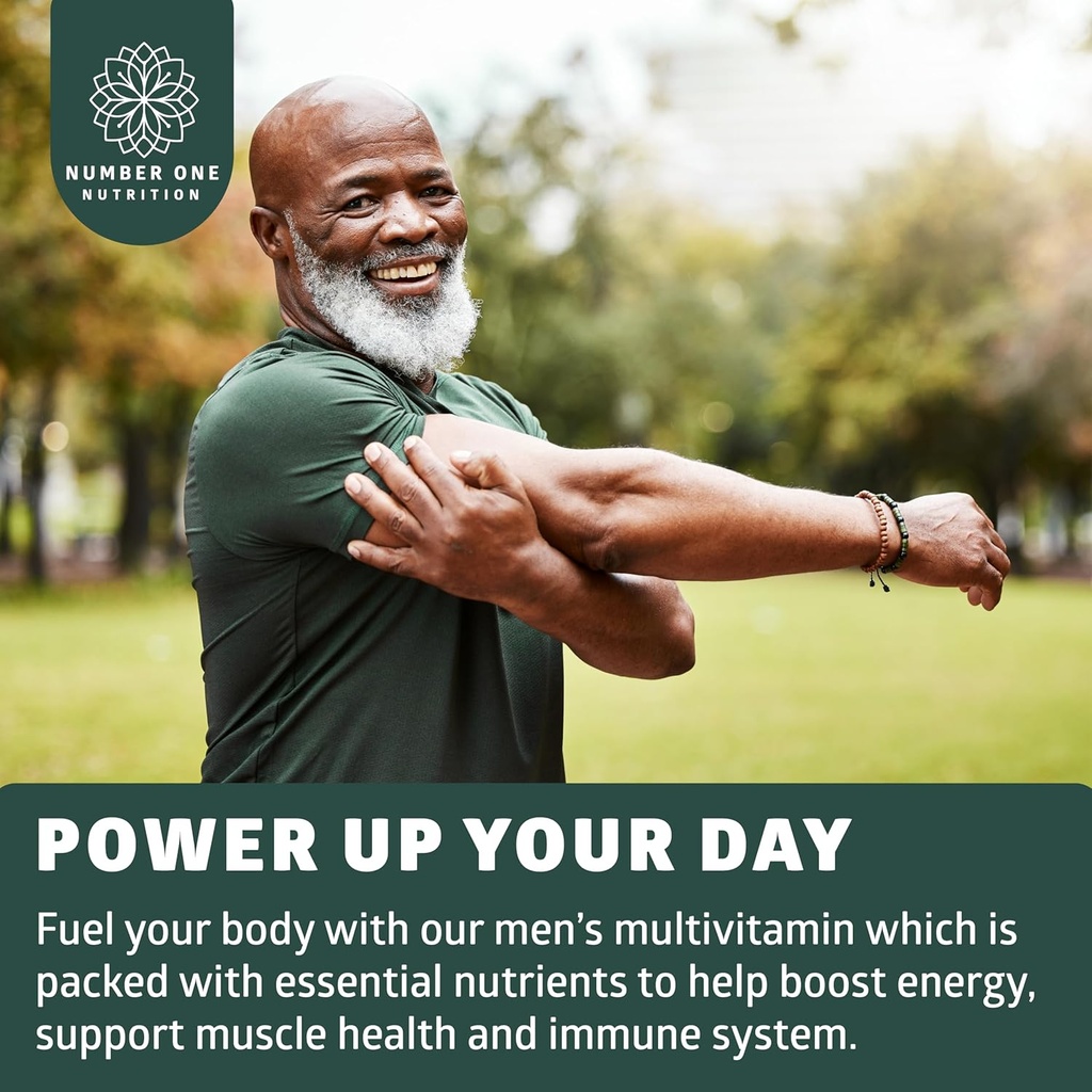 Number One Nutrition Premium Men's Daily Multivitamin Multimineral Supplement [Gluten Free, Non-GMO], Vitamins A C E D B1 B2 B3 B5 B6 B12, Magnesium, Biotin, Sprulina, and Zinc, 60 Veg Caps 5