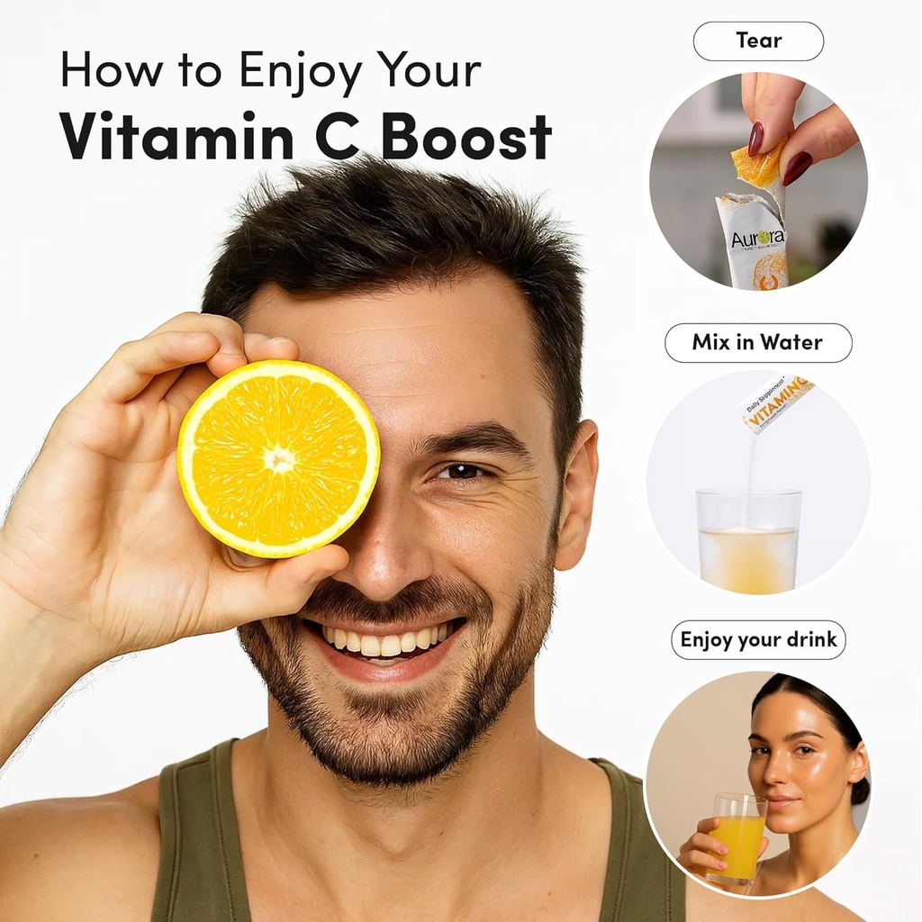 Aurora Nutrascience Nano-Pack Liposomal Vitamin C Powder Drink Mix, Immune Support, High Strength 3,000 mg Per Serving, 30 Single Serve Packets, Orange 6