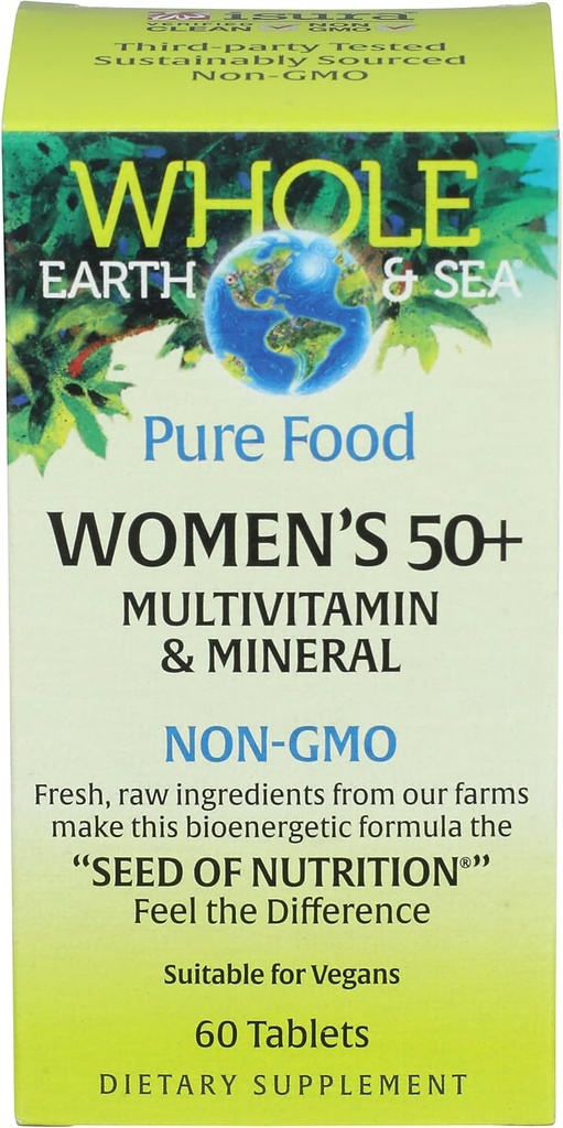 Natural Factors Whole Earth & Sea Women's 50+ Multivitamin & Mineral, 1 Serving Contains Nutrition Equivalent to ½ lb of Veggies, 60 Tablets 5