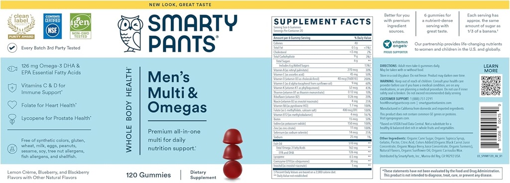 SmartyPants Men's Multi & Omegas Gummies, 120 Count 5
