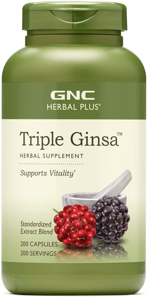 GNC Herbal Plus Triple Ginsa Supplement, Supports Vitality, 200 Servings 2