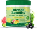 360 Nutrition Blends with Benefits Super Greens Powder w/Probiotics, Digestive Enzymes, Sugar & Gluten Free, Plant Based Superfood Drink Mix for Gut Health, Bloating, Immunity, Overall Health, 6.35 oz 2