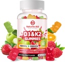 Natures Aid Sugar-Free Vitamin D3 K2 Gummies with Calcium + K2 (MK-7), Magnesium Citrate, Vitamin C, Extra Strength - Ultimate Absorption for Bone Muscle Teeth Immune, Vegan - 60 Gummies 2