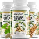 GreeNatr Ginko Biloba & Panax Ginseng Supplement - Red Ginseng Brain Supplement for Memory and Focus - Ginkgo Biloba Supplements for Good Vision, Immune System and Improved Blood Flow - 3 Bottles 2