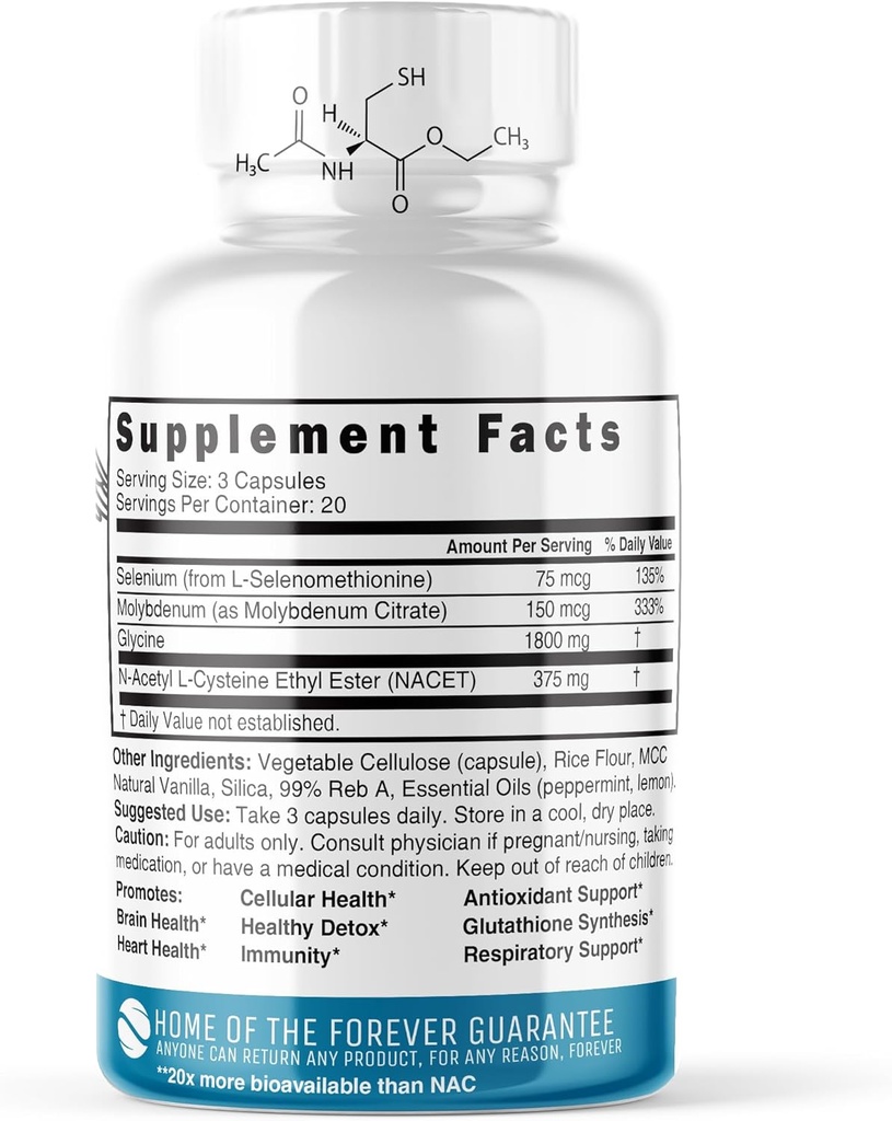 Nature's Fusions NAC Ethyl Ester + Glycine - Extra Strength 375mg - NACET 1800mg - 20x More Bioavailable Than GlyNAC - N-acetylcysteine - Anti Aging Supplement, Boost Glutathione (60 Capsule) 3