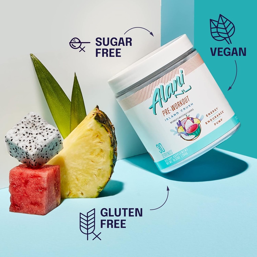 Alani Nu Pre Workout Powder Island Crush, Amino Energy Boost, Endurance Supplement, Sugar Free, 200mg Caffeine, L-Theanine, Beta-Alanine, L-Citrulline, 30 Servings 5