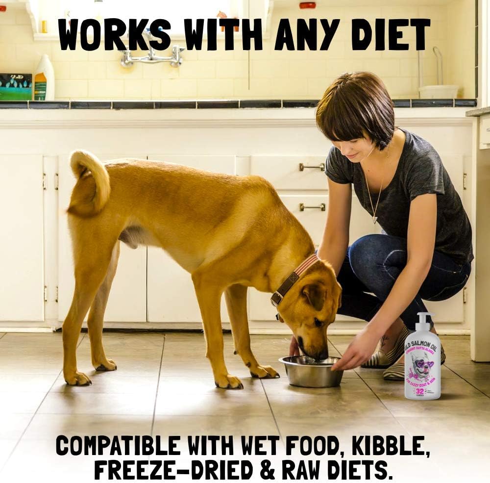 Wild Alaskan Salmon Oil for Dogs & Cats - Pure Fish Omega 3 6 9 Liquid EPA DHA Fatty Acids - Skin & Coat Supplement - Supports Joint Function, Brain, Eye, Immune & Heart Health - Made in USA 8 oz 4