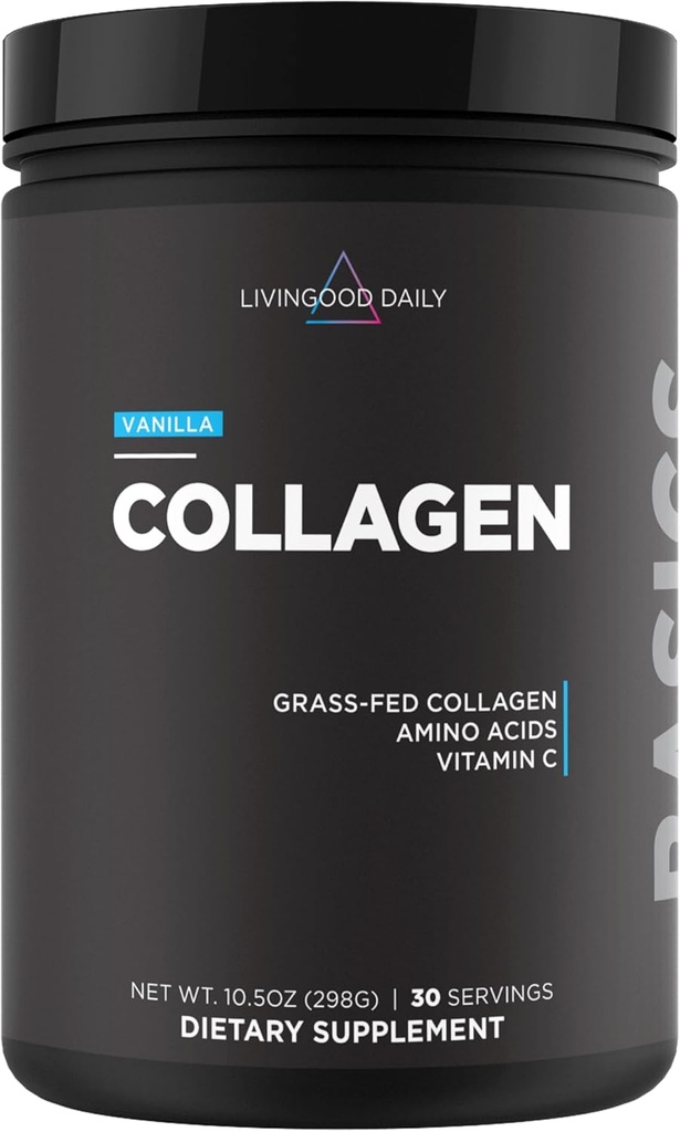 Livingood Daily Vanilla Collagen Powder for Women & Men, Hydrolyzed Collagen Peptides Powder with Vitamin C, Protein with 20 Amino Acids, Type I & III, Grass Fed, Keto, Paleo, Gluten Free, 30 Srvgs 2