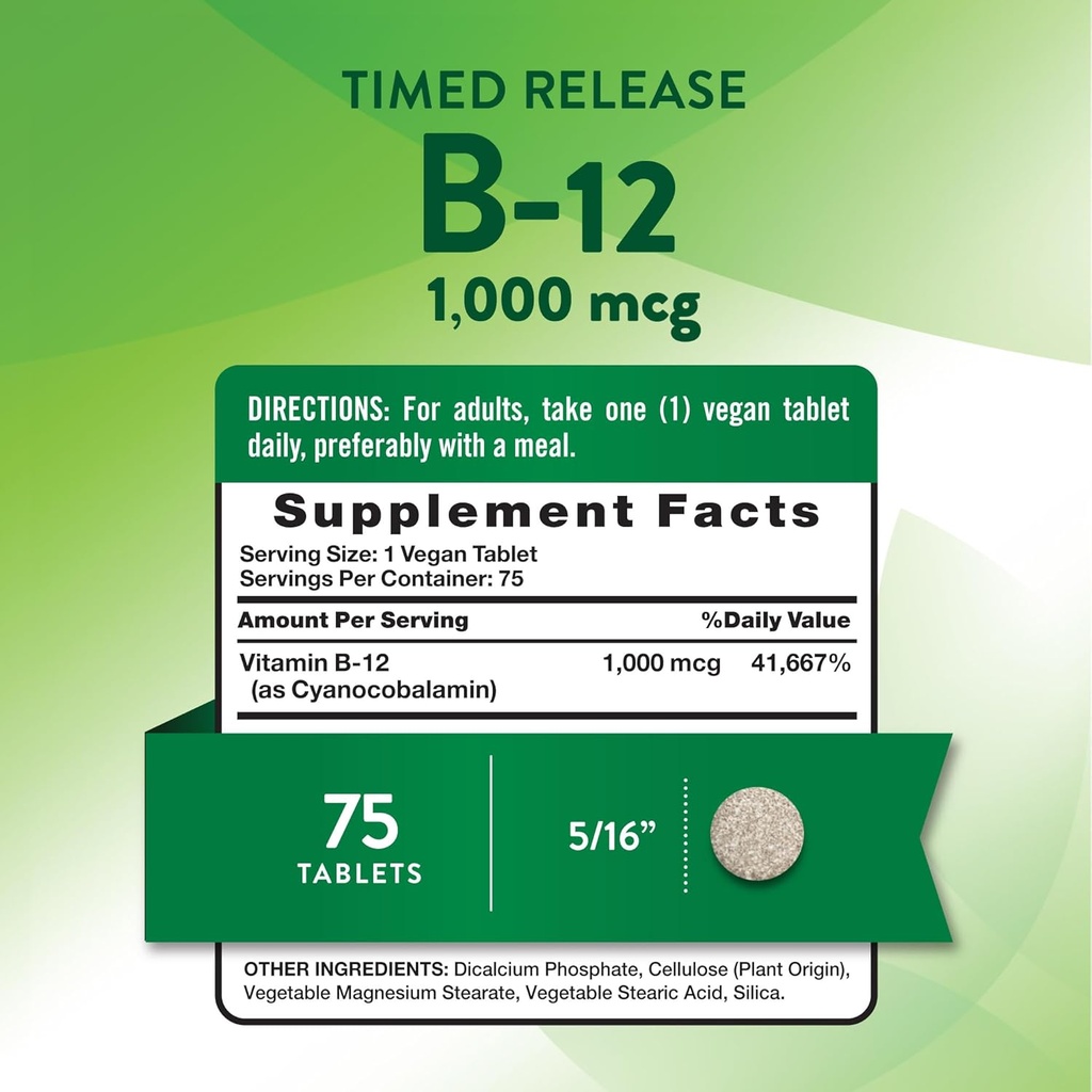 Nature's Truth Vitamin B12 1000 mcg | 75 Timed Release Tablets | Vegan, Non-GMO & Gluten Free Supplement 3