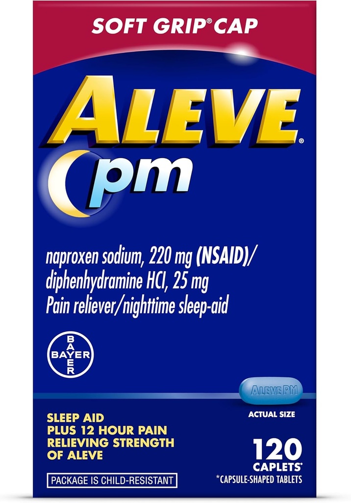 Aleve PM Sleep Aid Plus Pain Reliever Caplets, Naproxen Sodium & Diphenhydramine HCl, Nighttime, 120 Count 2