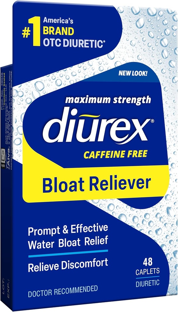Diurex Caffeine-Free Bloat Relief, Maximum Strength, Relieve Water Bloat Discomfort, Up to 6 Hours of Relief, 48 Count 3