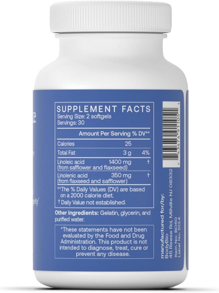 BodyBio Balance Oil - Vegan Omega 3 6 Supplement – Cold-Pressed Safflower & Flaxseed Oil – Supports Brain Function, Healthy Skin, and Mood 3