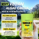 Vegan Iron Gummies + Vegan Omega-3 | Iron Supplement Support Blood Healthy & Daily Energy for Adults & Kids | Algae Omega-3 DHA Supplements for Brain, Heart Eyes Health- 90 Count 6