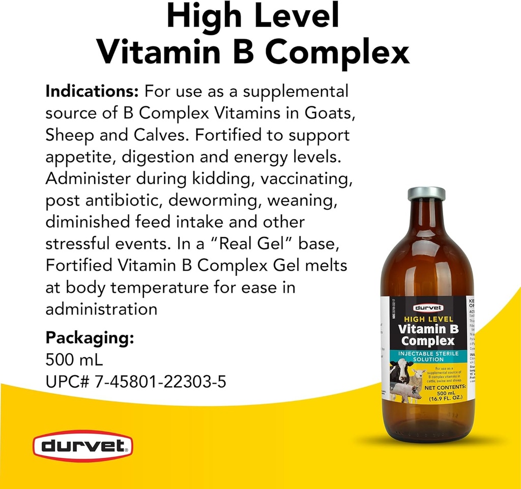Durvet 063404 High Level Vitamin B Complex Yellow.500Ml 4